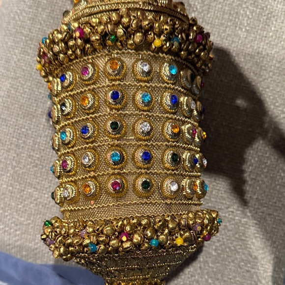 New Ramla Gold and Multicolor Beaded Women's bag - Picture 2 of 7